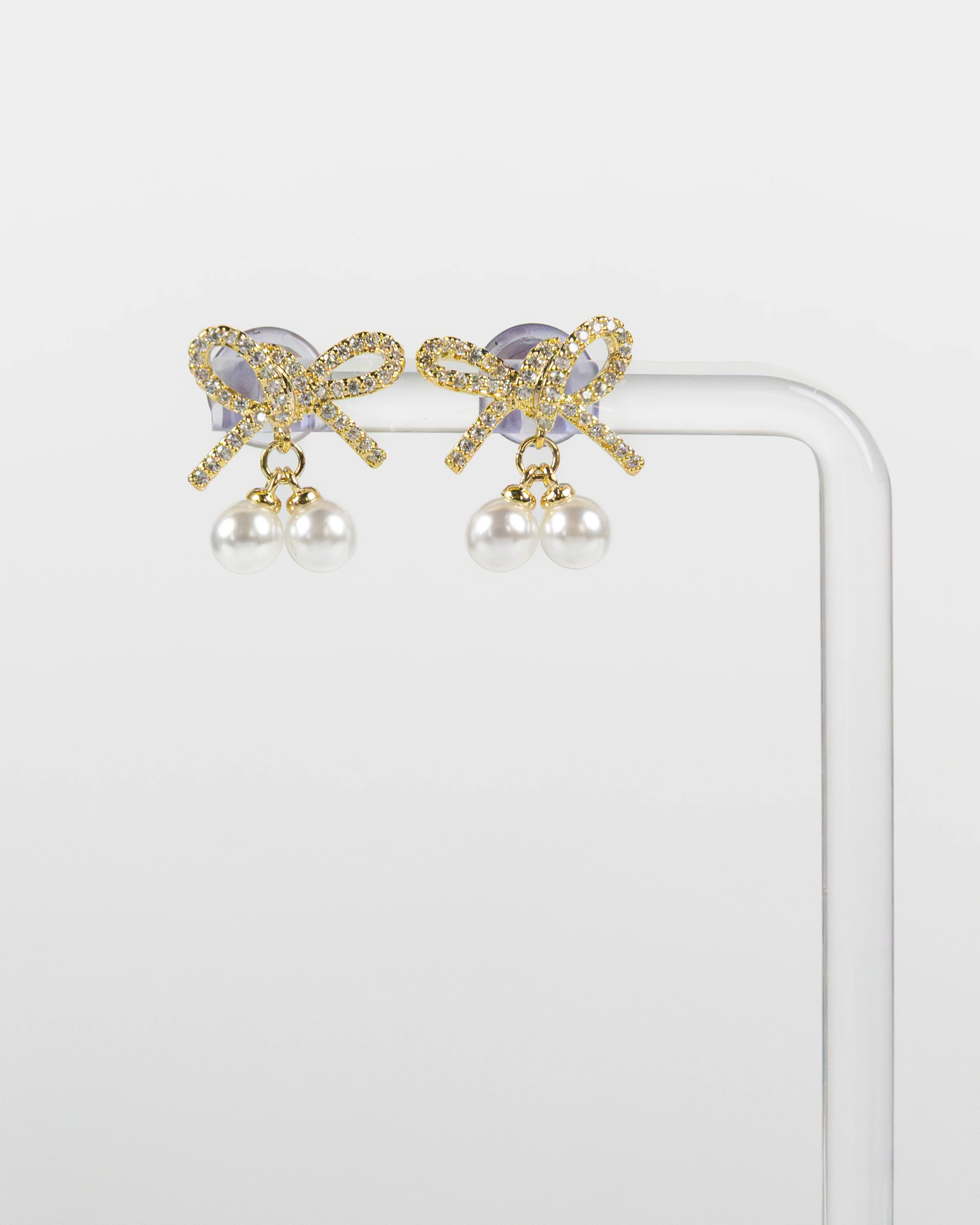 NYU NYU Gold Pearl Bowknot Earrings - Image 2