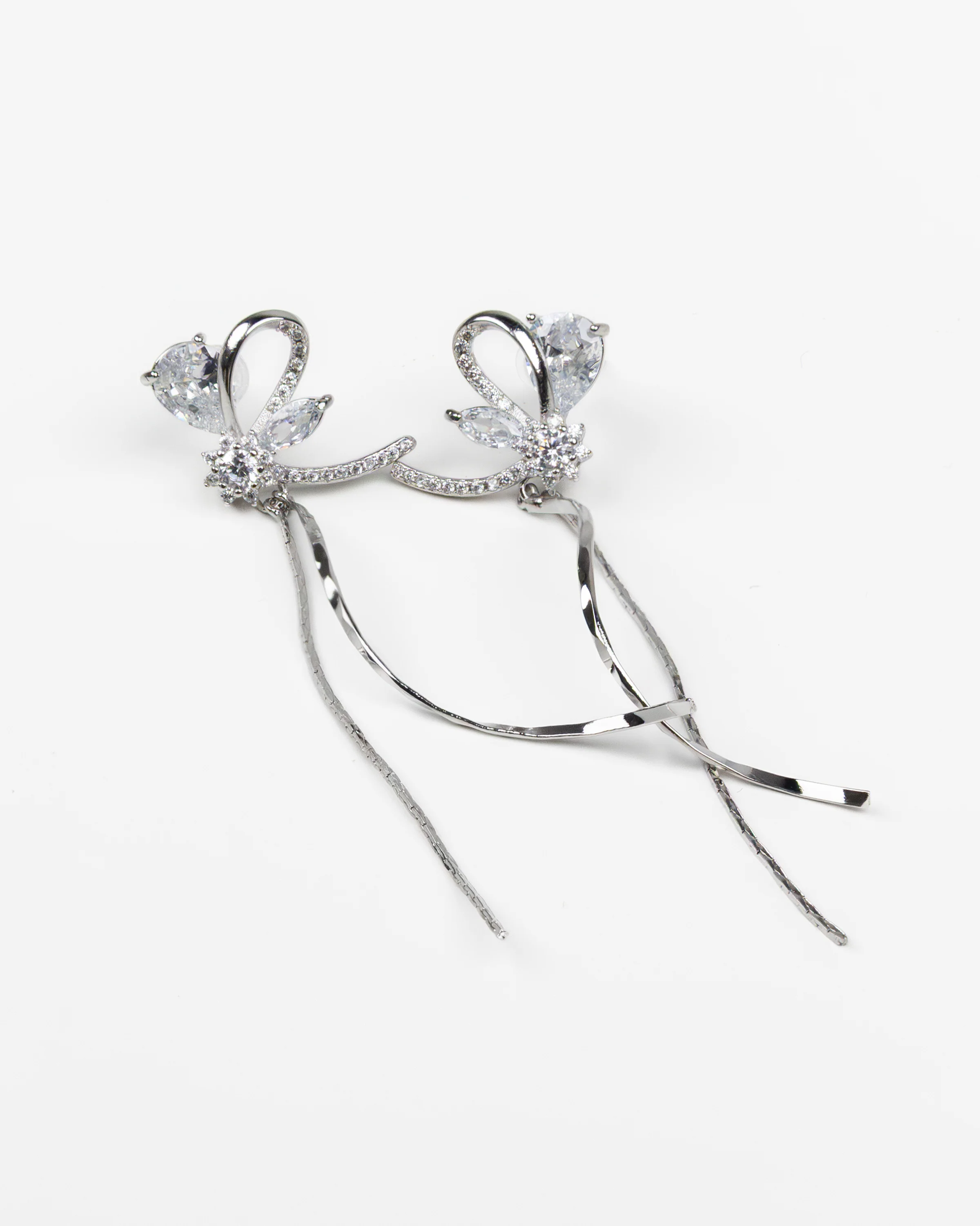SUKOSHI Crystal Bow Twisted Ribbon Drop Earrings - Image 2