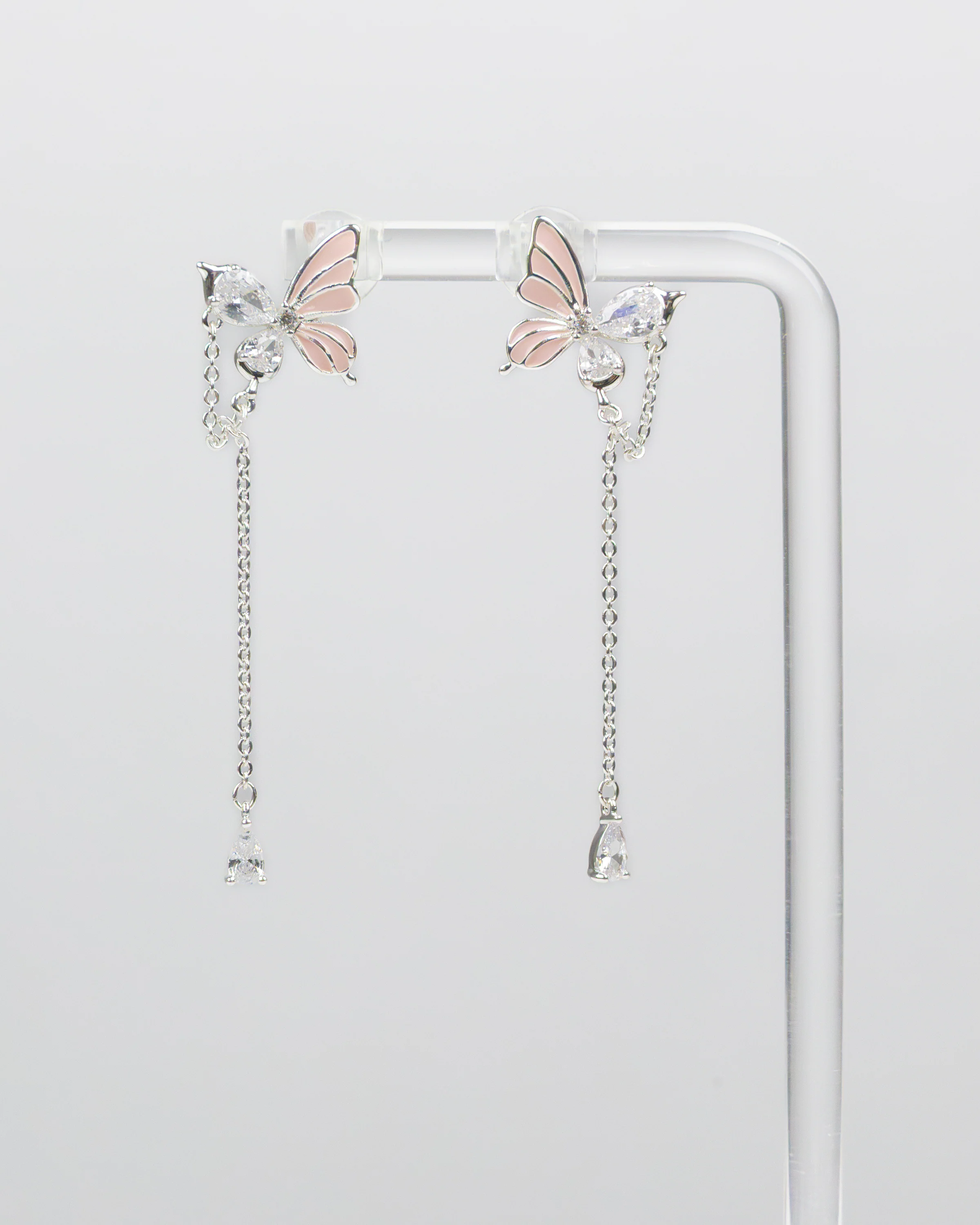 SUKOSHI Crystal Wing Butterfly Chain Drop Earrings - Image 3