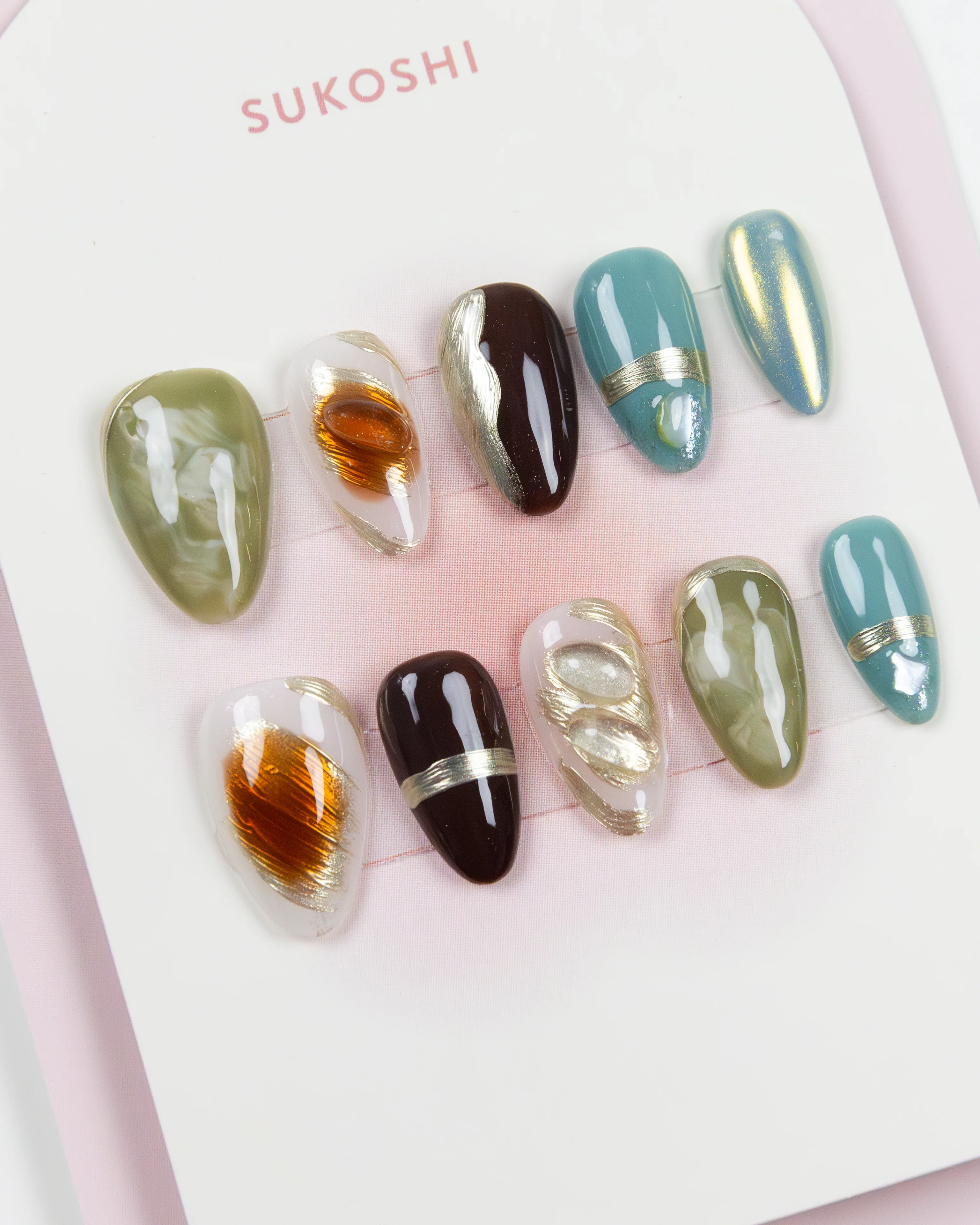 SUKOSHI Handmade Press-On Nails Beach Boardwalk