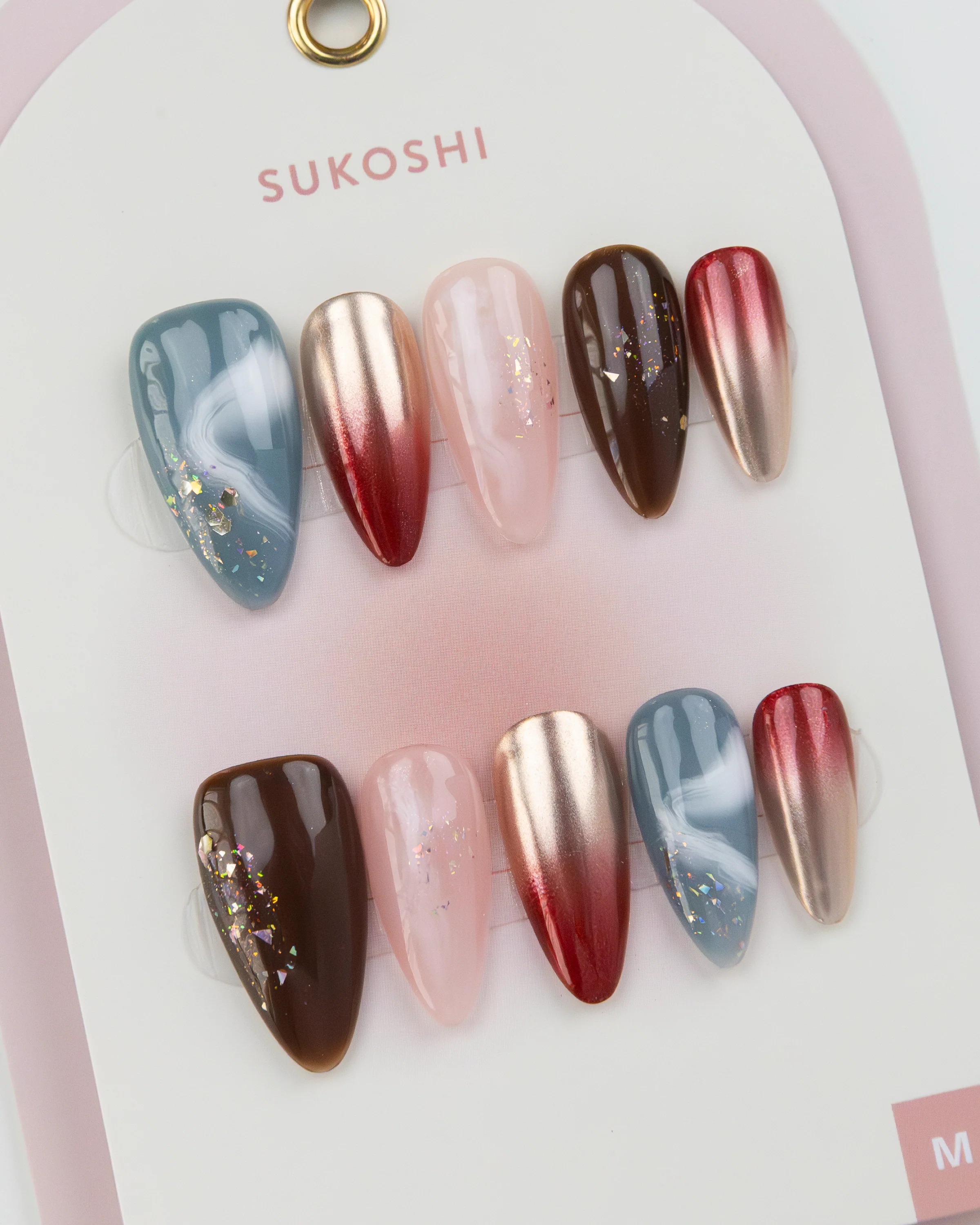 SUKOSHI Handmade Press-On Nails Golden Sands - Image 2