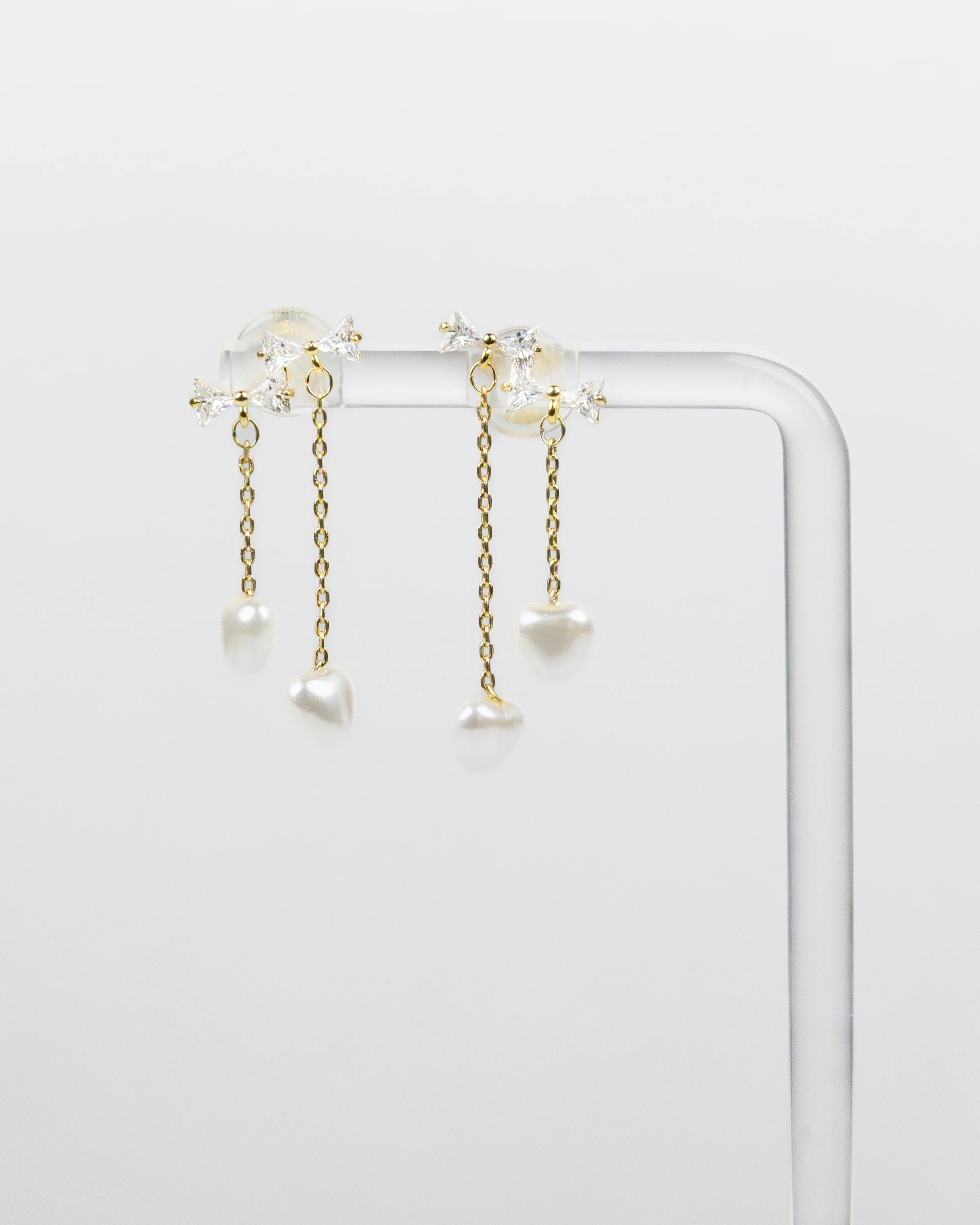 SUKOSHI Morning Star Pearl Heart Drop Earrings