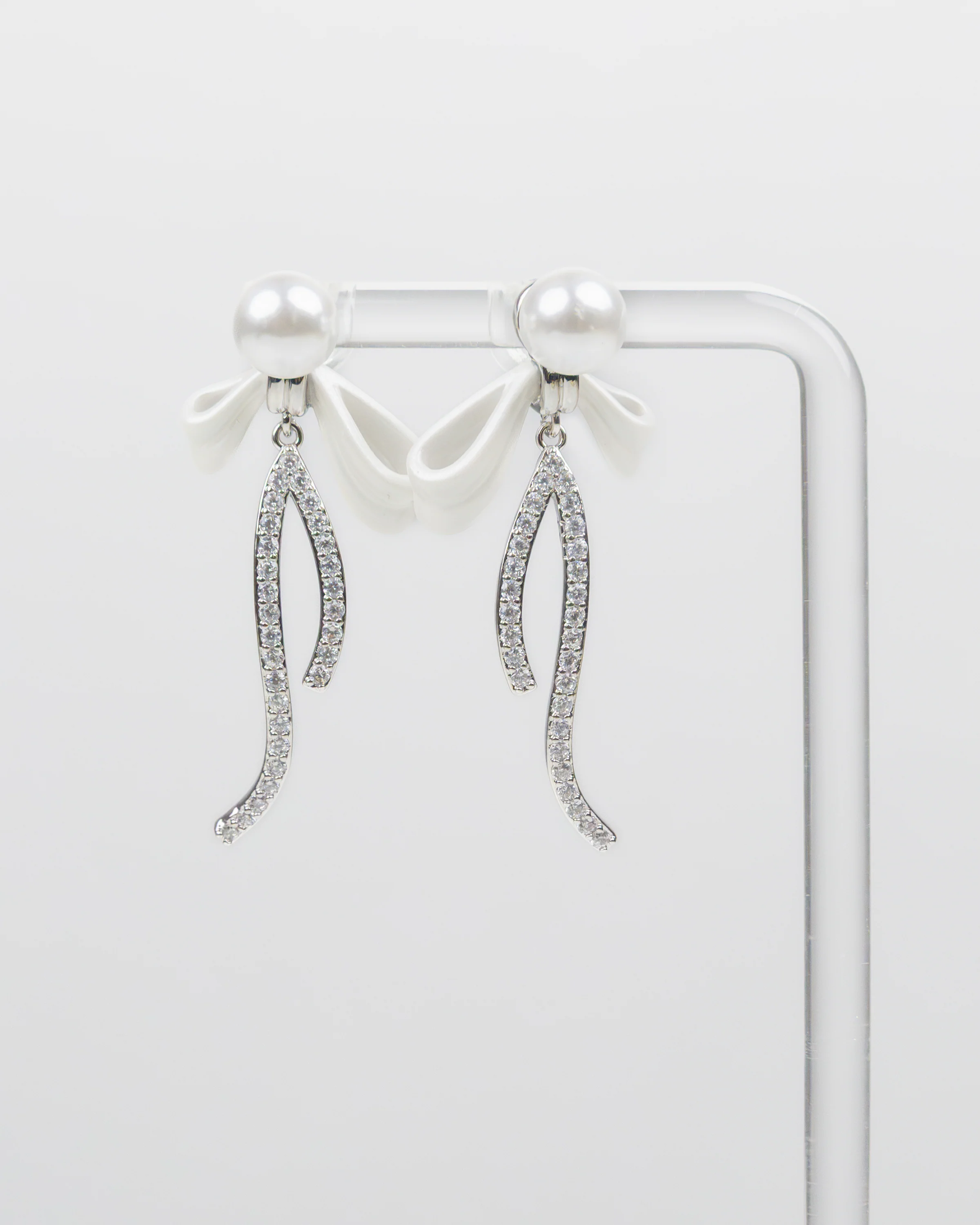 SUKOSHI Pearl Bow Wishbone Drop Earrings