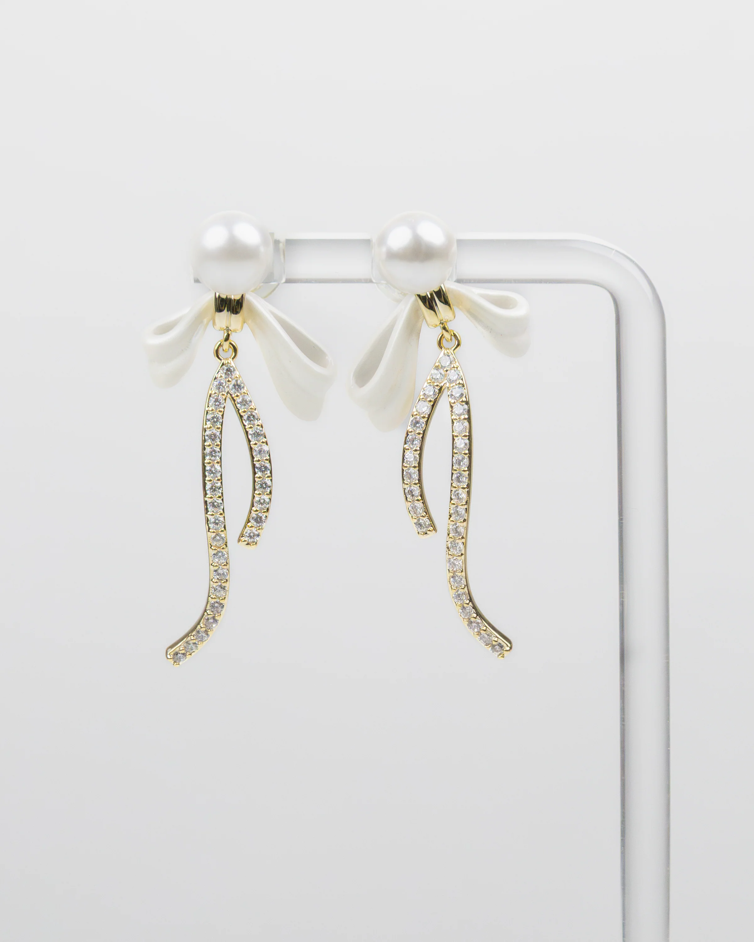 SUKOSHI Pearl Bow Wishbone Drop Earrings - Image 3