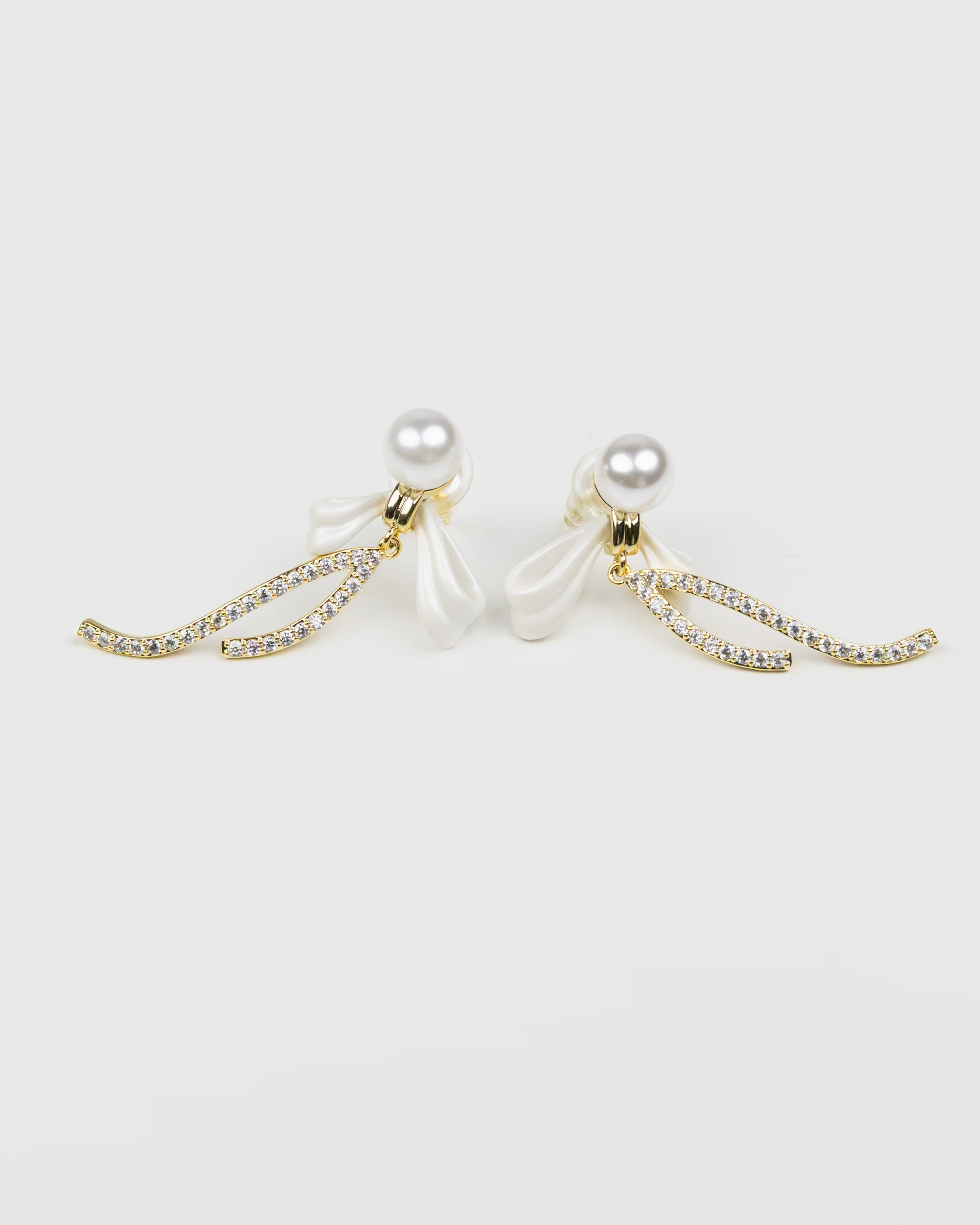 SUKOSHI Pearl Bow Wishbone Drop Earrings - Image 4