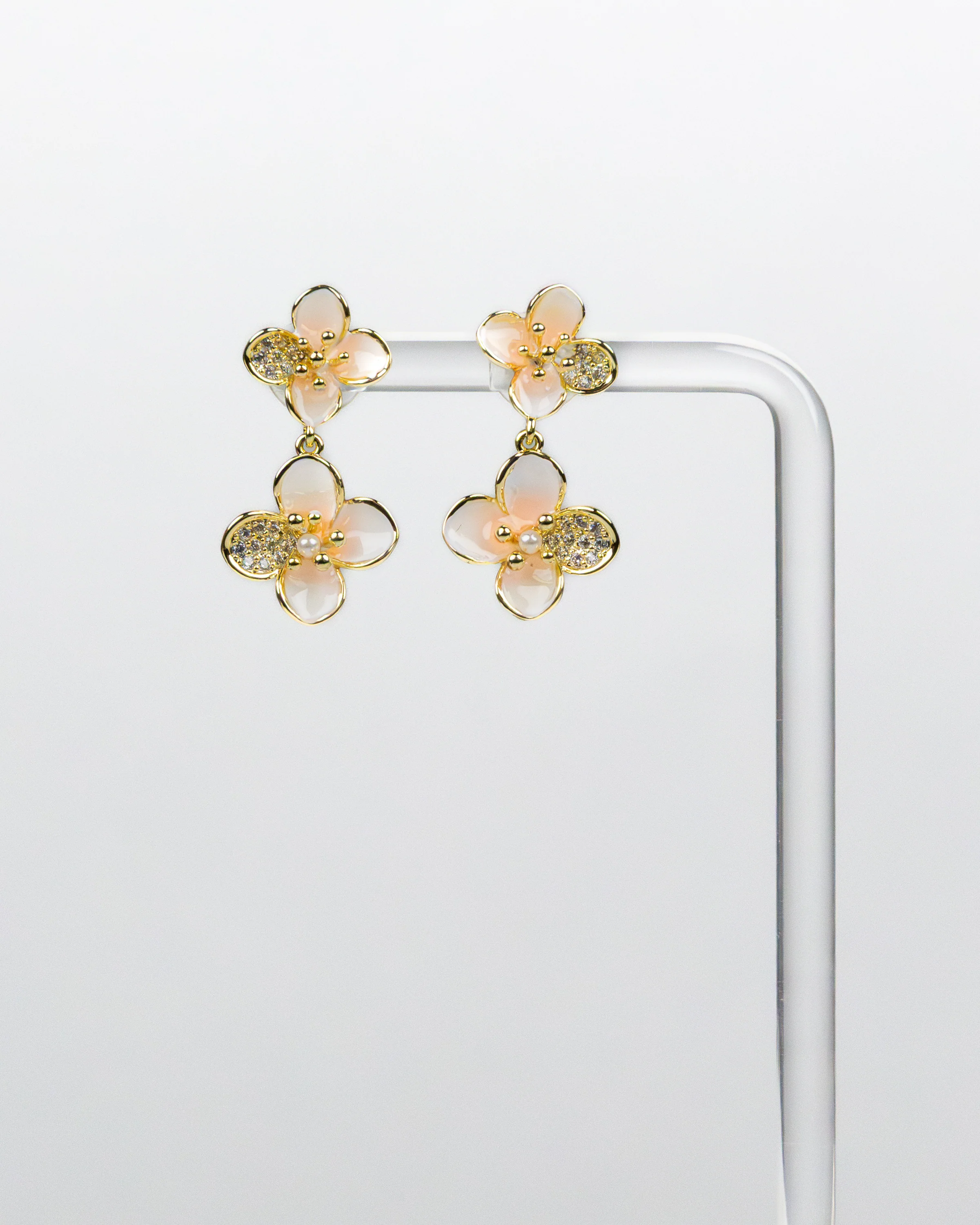 SUKOSHI Sakura Blossom Duo Drop Earrings